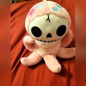 Furry Bones Octopus Pink Plush Stuffed Animal 5” Skellington Toy Window Hang